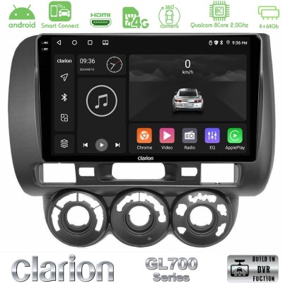 Clarion GL700 Series 8Core Android ClarionOS 4+64GB Honda Jazz 2002-2008 (Manual A/C) Navigation Multimedia Tablet 9" Με Carplay