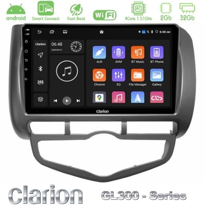 Clarion GL300 Series 4Core Android ClarionOS 2+32GB Honda Jazz 2002-2008 (Auto A/C) Navigation Multimedia Tablet 9" Με Carplay &