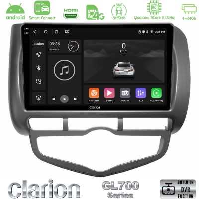 Clarion GL700 Series 8Core Android ClarionOS 4+64GB Honda Jazz 2002-2008 (Auto A/C) Navigation Multimedia Tablet 9" Με Carplay &