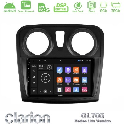 Clarion GL700 Lite Series 8Core Android ClarionOS 2+32GB Dacia Dokker 2014-2021 Navigation Multimedia Tablet 9" Με Carplay & And