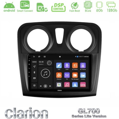 Clarion GL700 Lite Series 8Core Android ClarionOS 6+128GB Dacia Dokker 2014-2021 Navigation Multimedia Tablet 9" Με Carplay & An