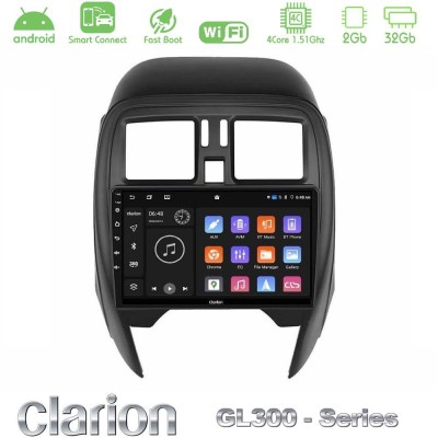 Clarion GL300 Series 4Core Android ClarionOS 2+32GB Nissan Micra 2013-2016 Navigation Multimedia Tablet 9" Με Carplay & Android 