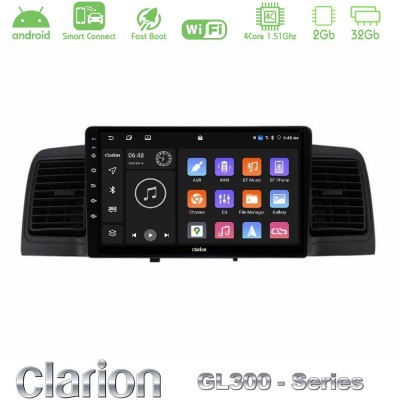 Clarion GL300 Series 4Core Android ClarionOS 2+32GB Toyota Corolla 2002-2006 Navigation Multimedia Tablet 9" Με Carplay & Androi