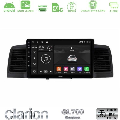 Clarion GL700 Series 8Core Android ClarionOS 4+64GB Toyota Corolla 2002-2006 Navigation Multimedia Tablet 9" Με Carplay & Androi