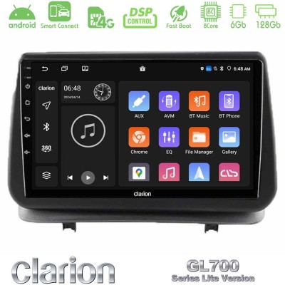 Clarion GL700 Lite Series 8Core Android ClarionOS 6+128GB Renault Clio 2005-2012 Navigation Multimedia Tablet 9" Με Carplay & An