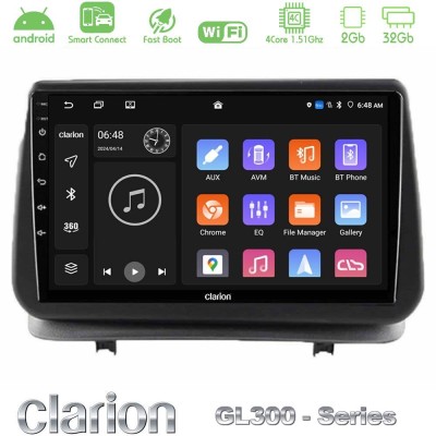 Clarion GL300 Series 4Core Android ClarionOS 2+32GB Renault Clio 2005-2012 Navigation Multimedia Tablet 9" Με Carplay & Android 