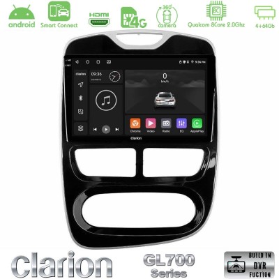 Clarion GL700 Series 8Core Android ClarionOS 4+64GB Renault Clio 2012-2016 Navigation Multimedia Tablet 9" Με Carplay & Android 