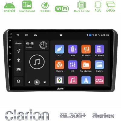 Clarion GL300+ Series 4Core Android ClarionOS 4+64GB Audi A3 8P Navigation Multimedia Tablet 9"