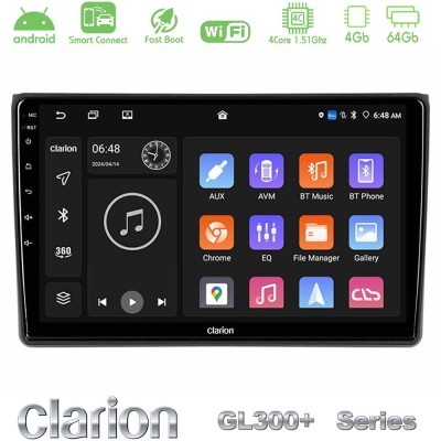 Clarion GL300+ Series 4Core Android ClarionOS 4+64GB Audi A4 B7 Navigation Multimedia Tablet 9"