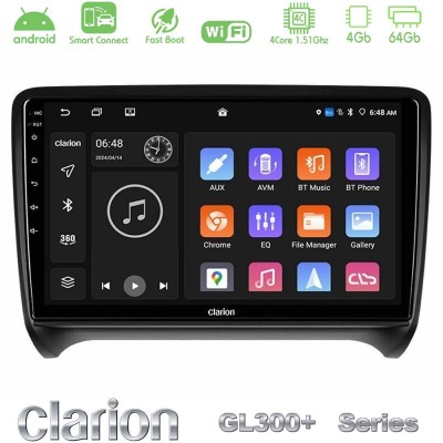 Clarion GL300+ Series 4Core Android ClarionOS 4+64GB Audi TT B7 Navigation Multimedia Tablet 9"