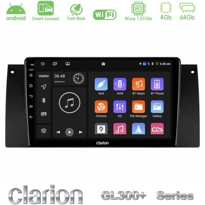 Clarion GL300+ Series 4Core Android ClarionOS 4+64GB BMW 5 Series (E39) / X5 (E53) Navigation Multimedia Tablet 9"