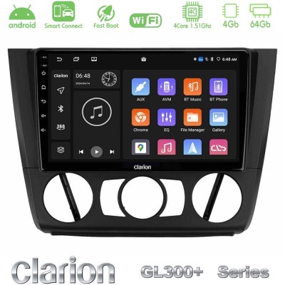 Clarion GL300+ Series 4Core Android ClarionOS 4+64GB BMW 1Series E81/E82/E87/E88 (MANUAL A/C) Navigation Multimedia Tablet 9"
