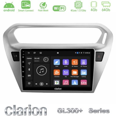 Clarion GL300+ Series 4Core Android ClarionOS 4+64GB Citroën C-Elysée / Peugeot 301 Navigation Multimedia Tablet 9"