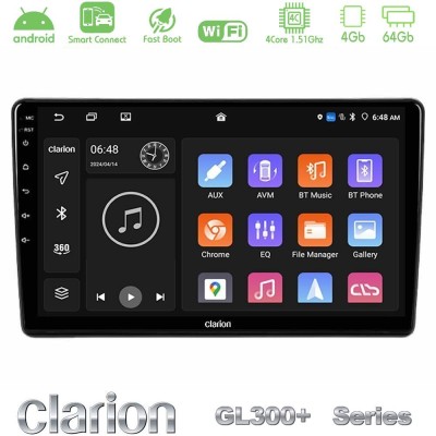 Clarion GL300+ Series 4Core Android ClarionOS 4+64GB Peugeot Partner / Citroën Berlingo 2008-2018 Navigation Multimedia Tablet 9