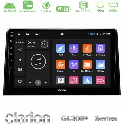 Clarion GL300+ Series 4Core Android ClarionOS 4+64GB Peugeot Partner / Citroën Berlingo 2020- Navigation Multimedia Tablet 10"