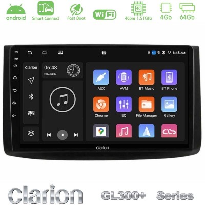 Clarion GL300+ Series 4Core Android ClarionOS 4+64GB Chevrolet Aveo 2006-2010 Navigation Multimedia Tablet 9"