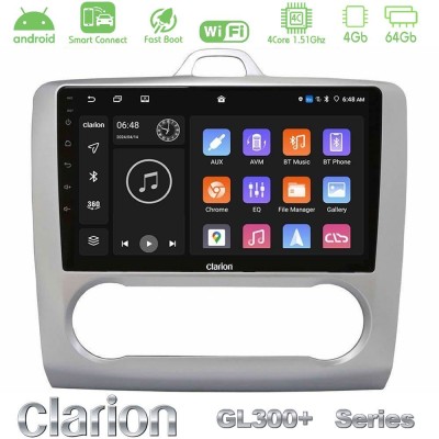 Clarion GL300+ Series 4Core Android ClarionOS 4+64GB Ford Focus Auto AC Navigation Multimedia Tablet 9"