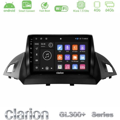 Clarion GL300+ Series 4Core Android ClarionOS 4+64GB Ford C-Max/Kuga Navigation Multimedia Tablet 9"