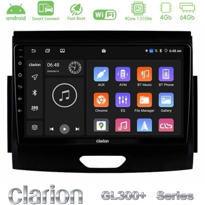 Clarion GL300+ Series 4Core Android ClarionOS 4+64GB Ford Ranger 2017-2022 Navigation Multimedia Tablet 9"