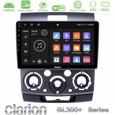 Clarion GL300+ Series 4Core Android ClarionOS 4+64GB Ford Ranger/Mazda BT50 Navigation Multimedia Tablet 9"