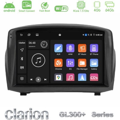 Clarion GL300+ Series 4Core Android ClarionOS 4+64GB Ford Fiesta 2008-2012 Navigation Multimedia Tablet 9" (Oem Style)
