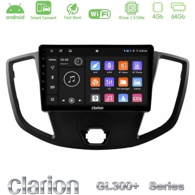 Clarion GL300+ Series 4Core Android ClarionOS 4+64GB Ford Transit 2014- Navigation Multimedia Tablet 9"