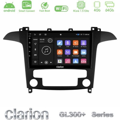 Clarion GL300+ Series 4Core Android ClarionOS 4+64GB Ford S-Max 2006-2012 Navigation Multimedia Tablet 9"