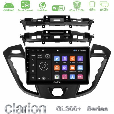 Clarion GL300+ Series 4Core Android ClarionOS 4+64GB Ford Transit Custom/Tourneo Custom Navigation Multimedia Tablet 9"