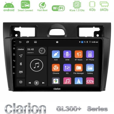 Clarion GL300+ Series 4Core Android ClarionOS 4+64GB Ford Fiesta/Fusion Navigation Multimedia Tablet 9"