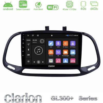 Clarion GL300+ Series 4Core Android ClarionOS 4+64GB Fiat Doblo 2015-2022 Navigation Multimedia Tablet 9"
