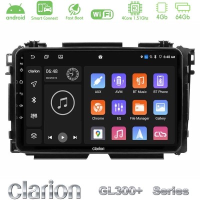 Clarion GL300+ Series 4Core Android ClarionOS 4+64GB Honda HR-V Navigation Multimedia Tablet 9"