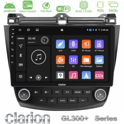 Clarion GL300+ Series 4Core Android ClarionOS 4+64GB Honda Accord 2002-2008 Navigation Multimedia Tablet 10"