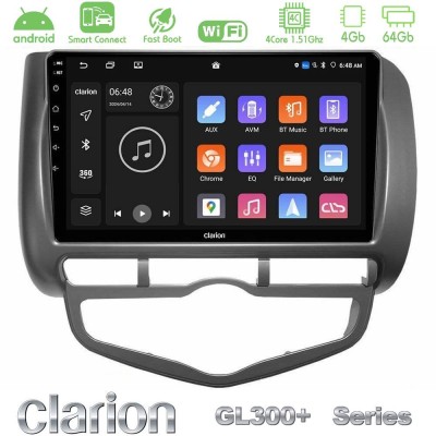Clarion GL300+ Series 4Core Android ClarionOS 4+64GB Honda Jazz 2002-2008 (Auto A/C) Navigation Multimedia Tablet 9"