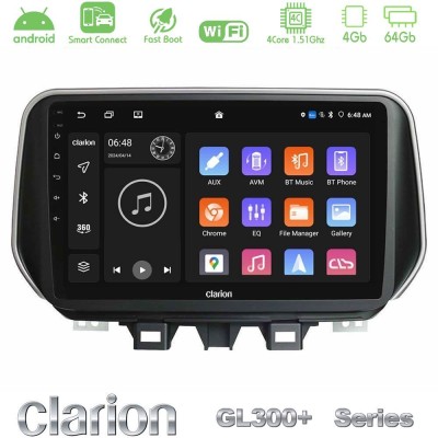 Clarion GL300+ Series 4Core Android ClarionOS 4+64GB Hyundai Tucson 2019- Navigation Multimedia Tablet 9"