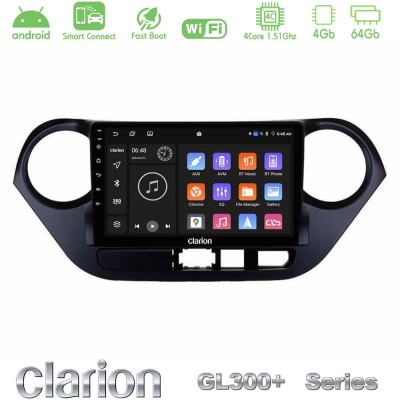 Clarion GL300+ Series 4Core Android ClarionOS 4+64GB Hyundai i10 2014-2020 Navigation Multimedia Tablet 9"