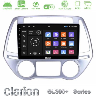 Clarion GL300+ Series 4Core Android ClarionOS 4+64GB Hyundai i20 2012-2014 Navigation Multimedia Tablet 9"