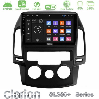 Clarion GL300+ Series 4Core Android ClarionOS 4+64GB Hyundai i30 2007-2012 Manual A/C Navigation Multimedia Tablet 9"
