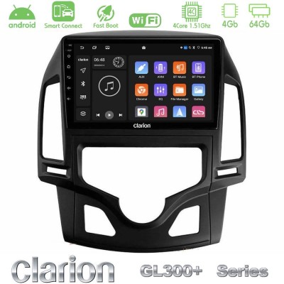 Clarion GL300+ Series 4Core Android ClarionOS 4+64GB Hyundai i30 2007-2012 Auto A/C Navigation Multimedia Tablet 9"