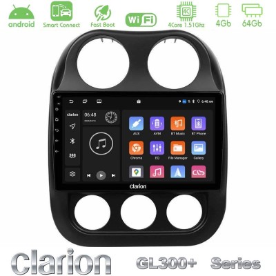 Clarion GL300+ Series 4Core Android ClarionOS 4+64GB Jeep Compass 2012-2016 Navigation Multimedia Tablet 10"