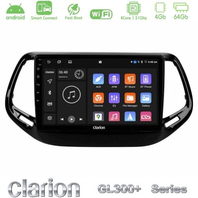 Clarion GL300+ Series 4Core Android ClarionOS 4+64GB Jeep Compass 2017 Navigation Multimedia Tablet 10"