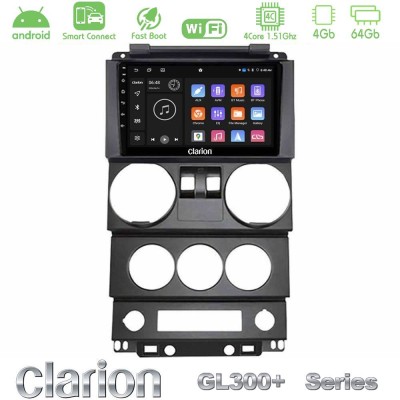 Clarion GL300+ Series 4Core Android ClarionOS 4+64GB Jeep Wrangler 2Door 2008-2010 Navigation Multimedia Tablet 9"