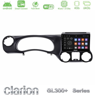 Clarion GL300+ Series 4Core Android ClarionOS 4+64GB Jeep Wrangler 2011-2014 Navigation Multimedia Tablet 10"