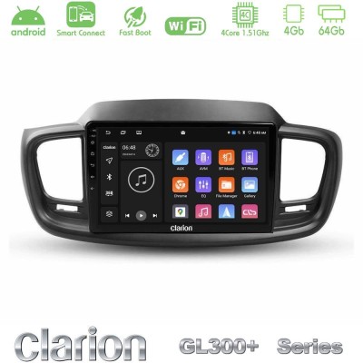 Clarion GL300+ Series 4Core Android ClarionOS 4+64GB Kia Sorento 2018-2021 Navigation Multimedia Tablet 9"