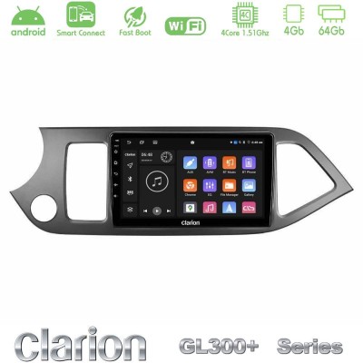 Clarion GL300+ Series 4Core Android ClarionOS 4+64GB Kia Picanto Navigation Multimedia Tablet 9"