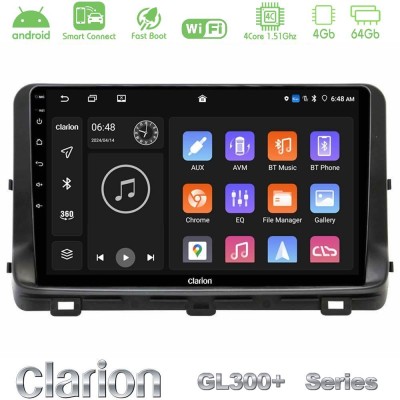 Clarion GL300+ Series 4Core Android ClarionOS 4+64GB Kia Ceed 2018-2023 Navigation Multimedia Tablet 10"