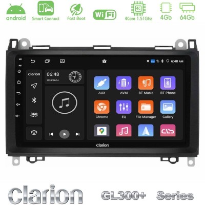 Clarion GL300+ Series 4Core Android ClarionOS 4+64GB Mercedes A/B/Vito/Sprinter Class Navigation Multimedia Tablet 9"