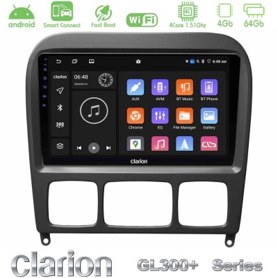 Clarion GL300+ Series 4Core Android ClarionOS 4+64GB Mercedes S Class 1999-2004 (W220) Navigation Multimedia Tablet 9"