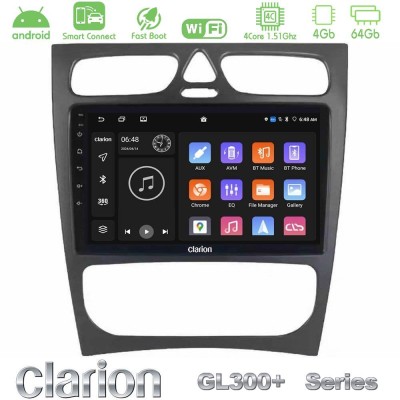 Clarion GL300+ Series 4Core Android ClarionOS 4+64GB Mercedes C Class (W203) Navigation Multimedia Tablet 9"