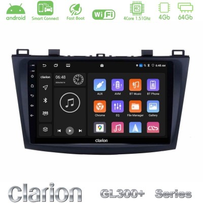 Clarion GL300+ Series 4Core Android ClarionOS 4+64GB Mazda 3 2009-2014 Navigation Multimedia Tablet 9"