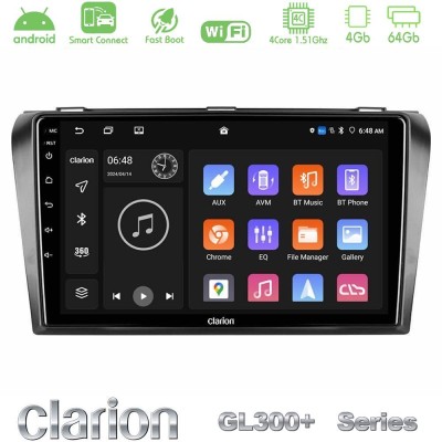 Clarion GL300+ Series 4Core Android ClarionOS 4+64GB Mazda 3 2004-2009 Navigation Multimedia Tablet 9"